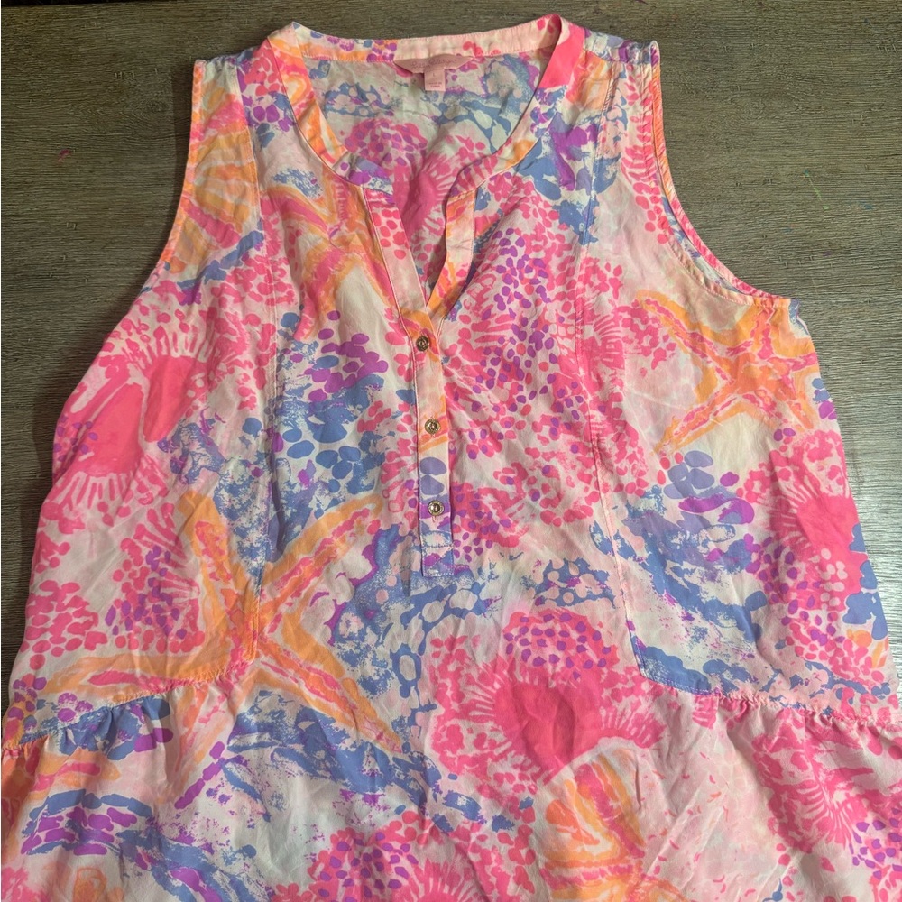 Lilly Pulitzer Pink and Orange Sleeveless Blouse